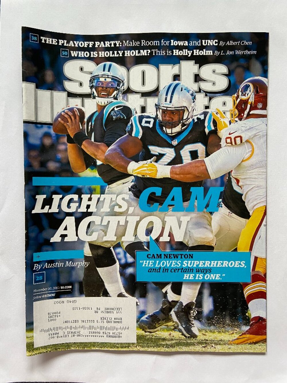 Sports Illustrated Magazine 11/30/2015 Cam Newton Cover With Label